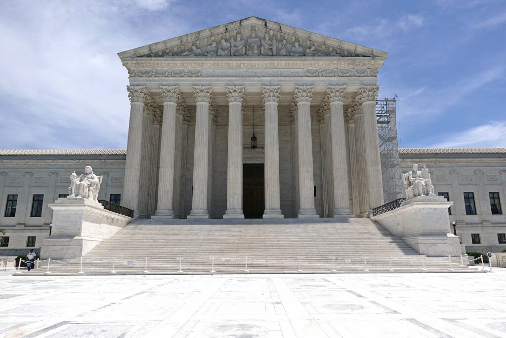 The west facade of the U.S. Supreme Court building in Washington
